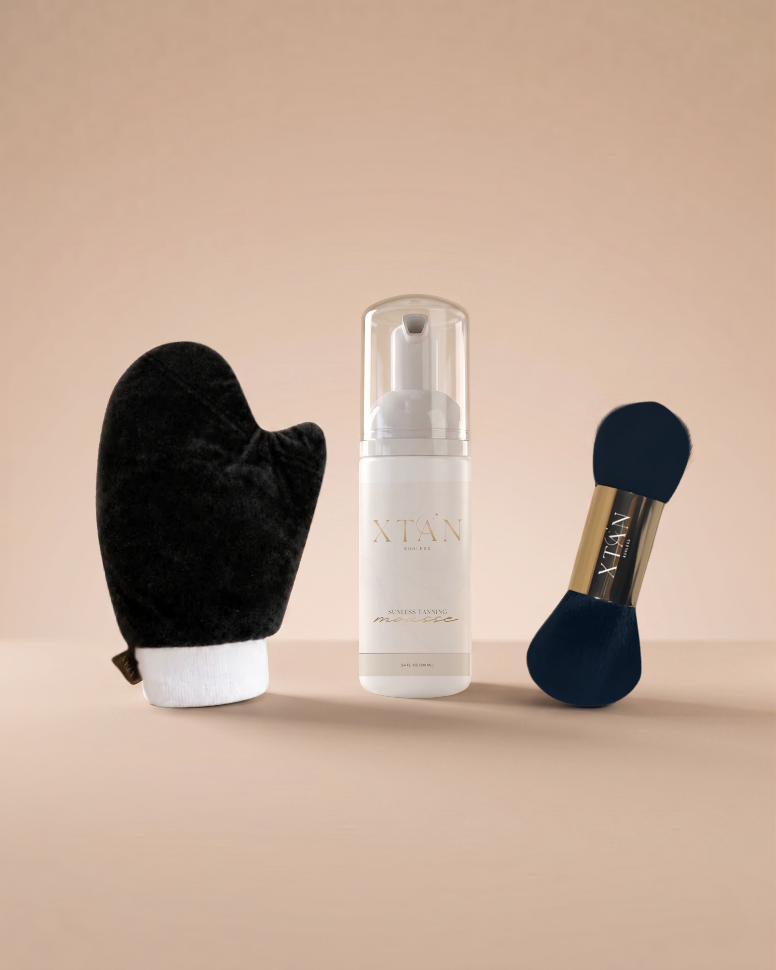 X-Tan tanning mousse, applicator mitt and blending brush