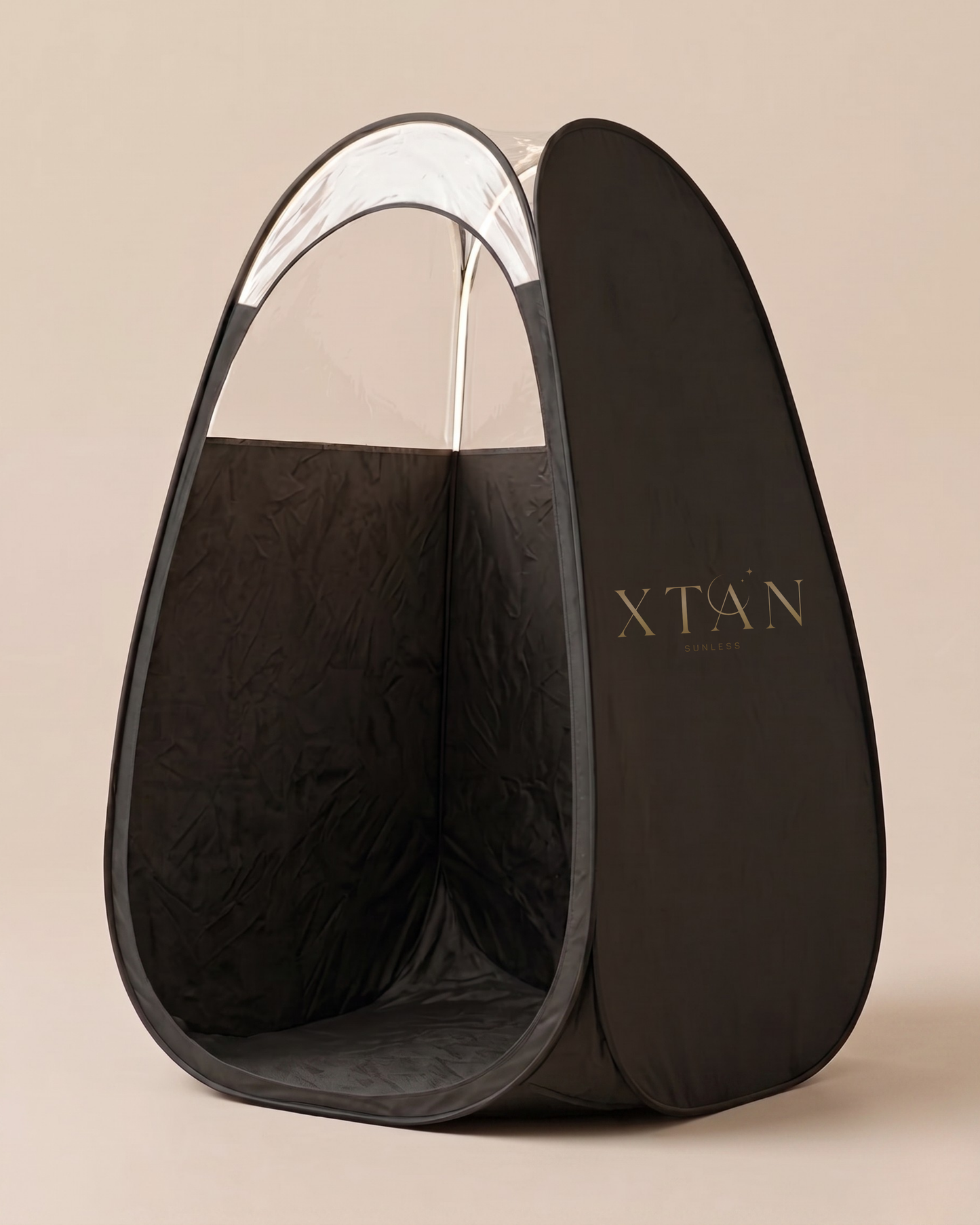 XL Black Pop Up Tanning Tent with Clear Sewn In Top